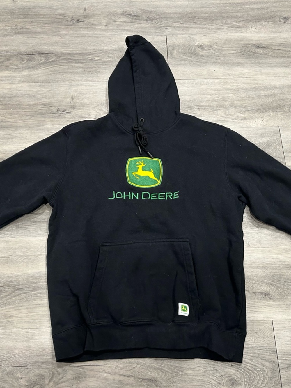 John Deere Black Hoodie with Green and Yellow Logo